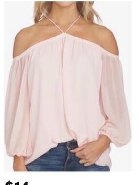 1. State Blush Pink Off-Shoulder Halter Neck Top